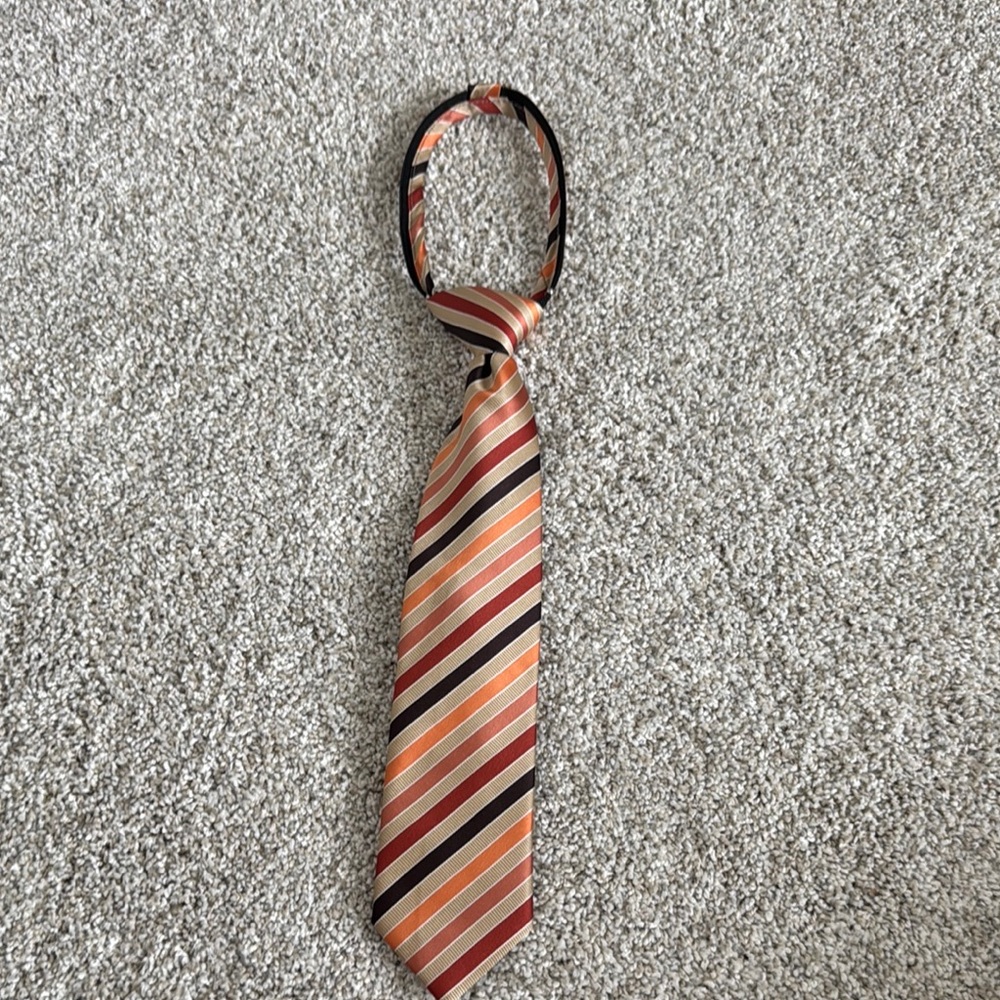 Van Heusen Kids Striped Orange and Black Tie